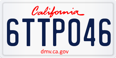 CA license plate 6TTP046