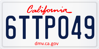 CA license plate 6TTP049