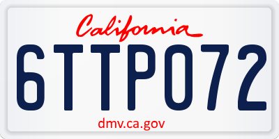 CA license plate 6TTP072