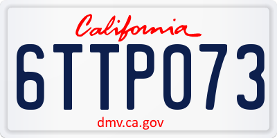 CA license plate 6TTP073