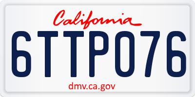 CA license plate 6TTP076