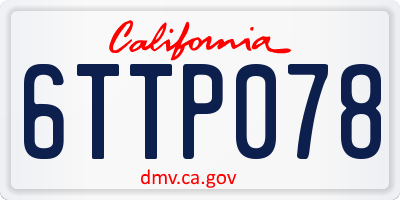 CA license plate 6TTP078