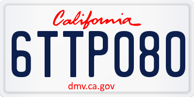 CA license plate 6TTP080