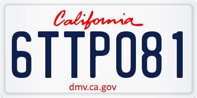 CA license plate 6TTP081