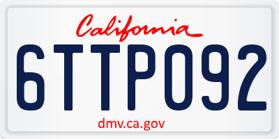 CA license plate 6TTP092