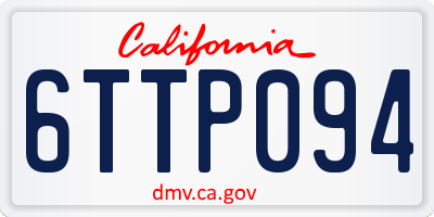 CA license plate 6TTP094