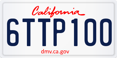 CA license plate 6TTP100