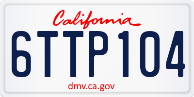 CA license plate 6TTP104