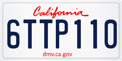 CA license plate 6TTP110