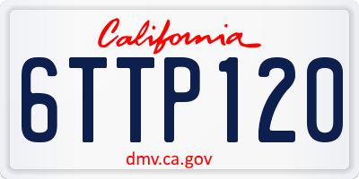 CA license plate 6TTP120