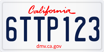 CA license plate 6TTP123