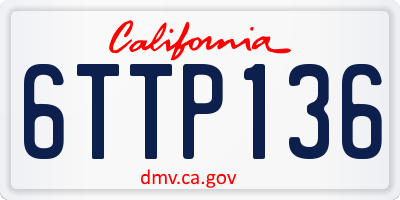 CA license plate 6TTP136