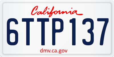 CA license plate 6TTP137