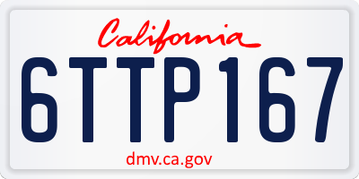 CA license plate 6TTP167