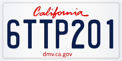 CA license plate 6TTP201