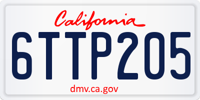 CA license plate 6TTP205