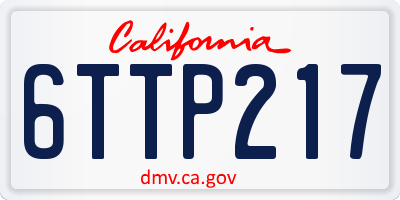 CA license plate 6TTP217