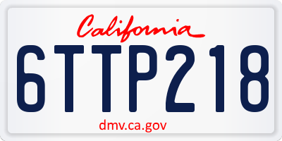 CA license plate 6TTP218