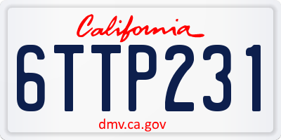 CA license plate 6TTP231