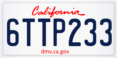 CA license plate 6TTP233