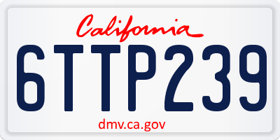 CA license plate 6TTP239