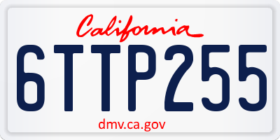 CA license plate 6TTP255
