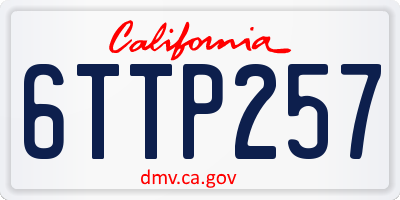 CA license plate 6TTP257