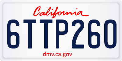CA license plate 6TTP260