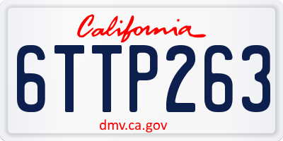 CA license plate 6TTP263