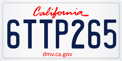 CA license plate 6TTP265