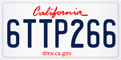 CA license plate 6TTP266