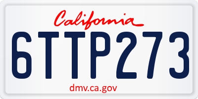 CA license plate 6TTP273