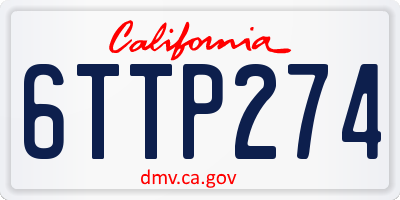 CA license plate 6TTP274