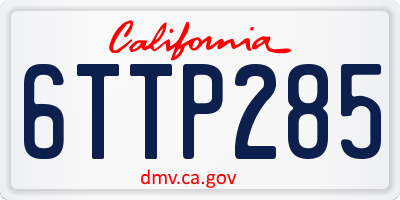 CA license plate 6TTP285