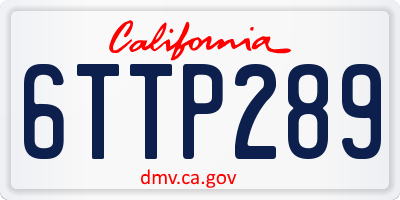 CA license plate 6TTP289