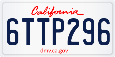 CA license plate 6TTP296