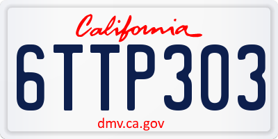 CA license plate 6TTP303