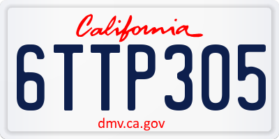 CA license plate 6TTP305
