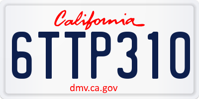 CA license plate 6TTP310