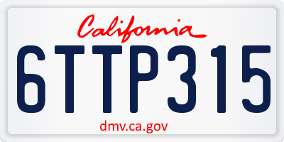 CA license plate 6TTP315