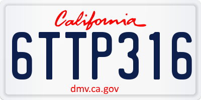 CA license plate 6TTP316
