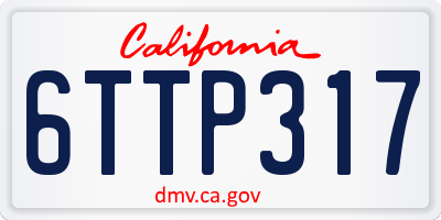 CA license plate 6TTP317