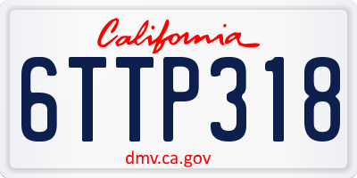 CA license plate 6TTP318