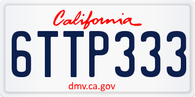 CA license plate 6TTP333