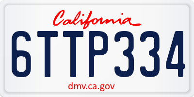 CA license plate 6TTP334
