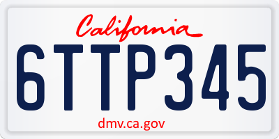 CA license plate 6TTP345