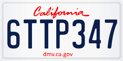 CA license plate 6TTP347