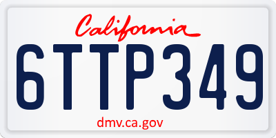 CA license plate 6TTP349