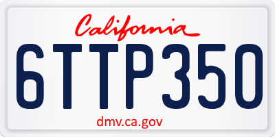 CA license plate 6TTP350