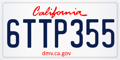CA license plate 6TTP355